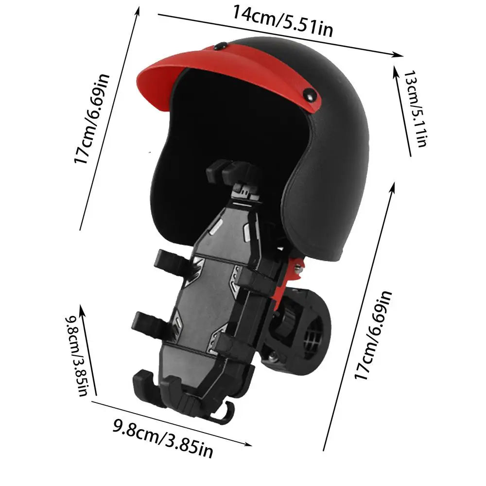 Motorcycle Phone Holder anti Vibration Mobile Phone Clamp with Tiny Hard Hat Rotating Motor Support Cellphone Handlebar Mount