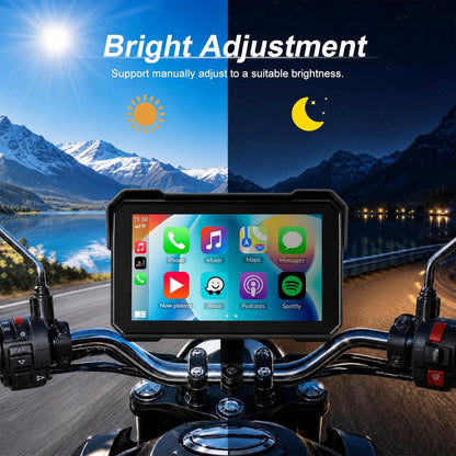 Motorcycle Carplay Screen with Wireless Apple Carplay Android Auto, IP68 Waterproof Touch Screen 5 Inch GPS Navigation Carplay Para Moto, Dual Bluetooth, Siri Google Voice Control