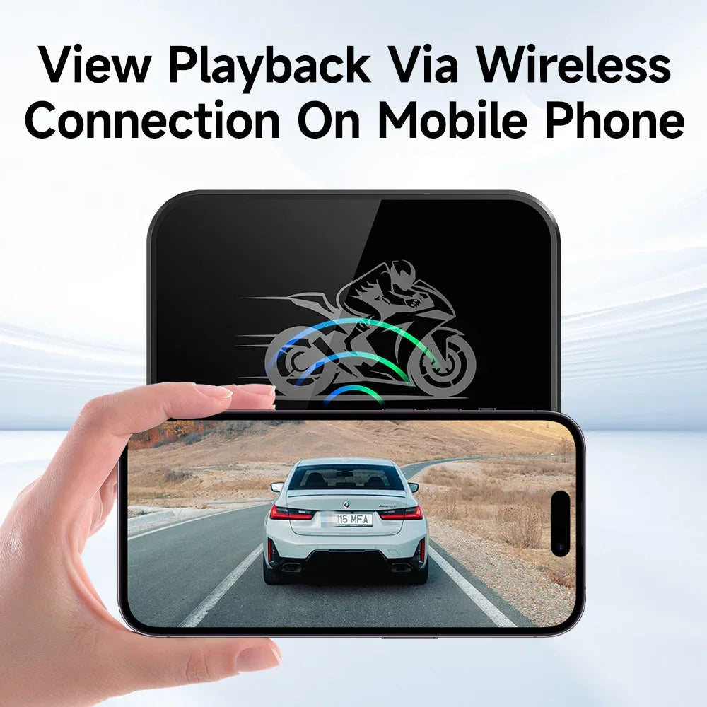 Motorcycle Action Camera Recorder Front & Rearview Waterproof Dual Full Motorcycle DVR Dash Cam Night Vision Wifi Smart Connect