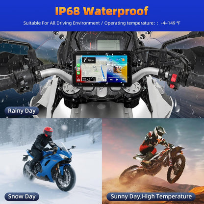 Motorcycle Carplay Screen with Wireless Apple Carplay Android Auto, IP68 Waterproof Touch Screen 5 Inch GPS Navigation Carplay Para Moto, Dual Bluetooth, Siri Google Voice Control