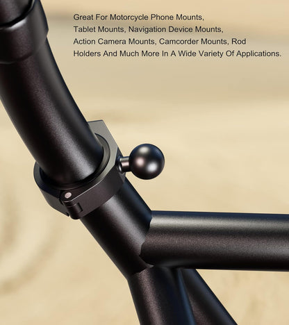 2PCS, Aluminum Alloy Large Bar Clamp Mount with 1'' TPU Ball | Fit 1.5'' / 1.65'' / 1.75'' / 1.85'' / 2'' round Rails & ATV UTV Roll Cages, for RAM Mounts B Size 1'' Ball Double Socket Arm