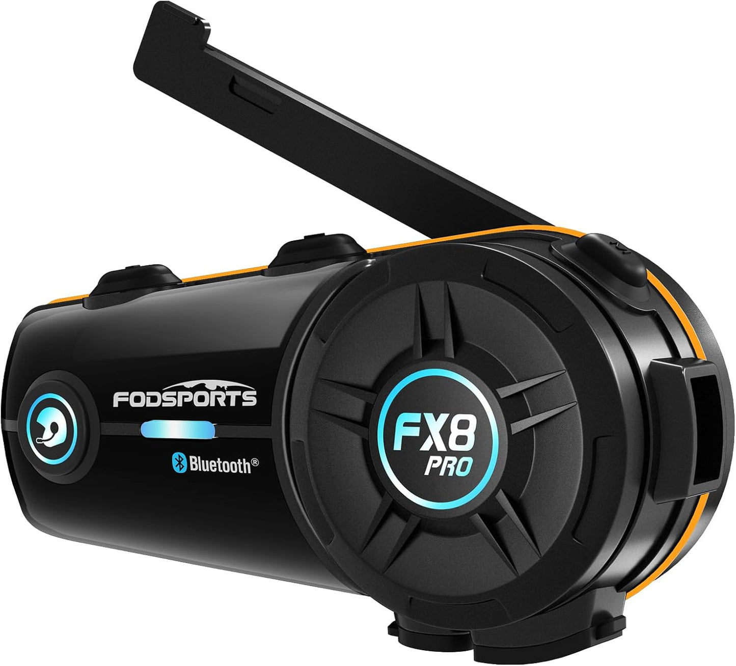 FX8 PRO Motorcycle Bluetooth Intercom, 10-Rider Group Helmet Communication System, Music Sharing, Universal Wireless Interphone（App/Waterproof/Stereo Music/Gps/2 Mics） (Single Pack)
