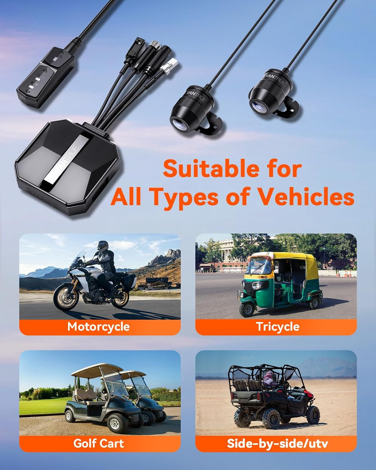F1 Motorcycle 4K Dash Cam Front and Rear, 4K + 1080P Motorcycle Camera, Full Body IP67 Waterproof, GPS Wi-Fi, 160° Wide Angle, Wired Remote, Night Vision, G-Sensor, Parking Mode, Support 512GB