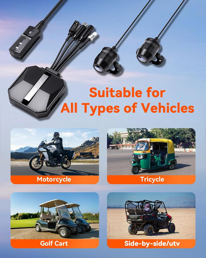 F1 Motorcycle 4K Dash Cam Front and Rear, 4K + 1080P Motorcycle Camera, Full Body IP67 Waterproof, GPS Wi-Fi, 160° Wide Angle, Wired Remote, Night Vision, G-Sensor, Parking Mode, Support 512GB