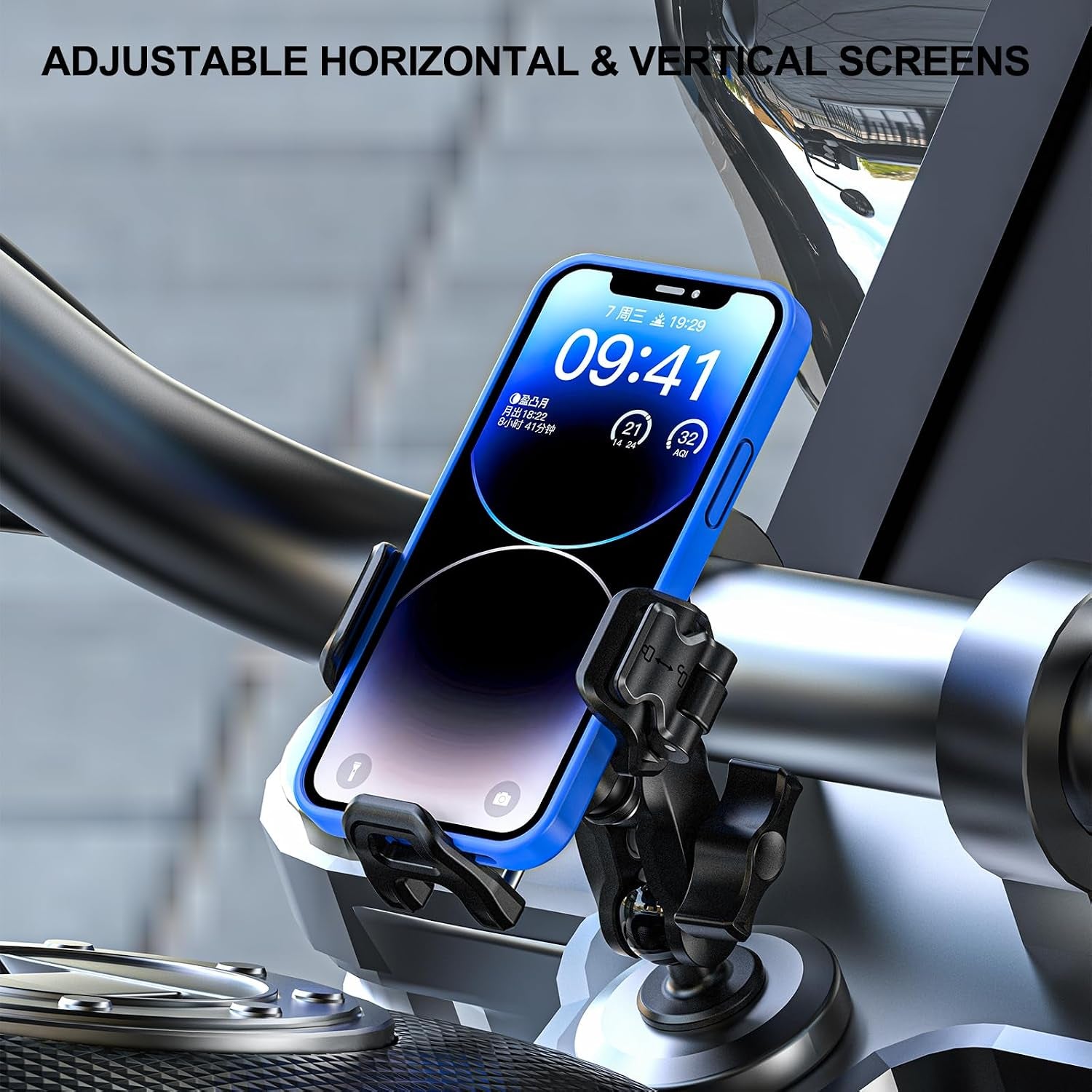 Anti-Vibration Motorcycle Phone Mount, 1" Ball Phone Mount Suitable for 5.2"-7.2" up to 15Mm Thick Phones, Fits for RAM B Size/Imesotu/Other 1" Double Socker Arms