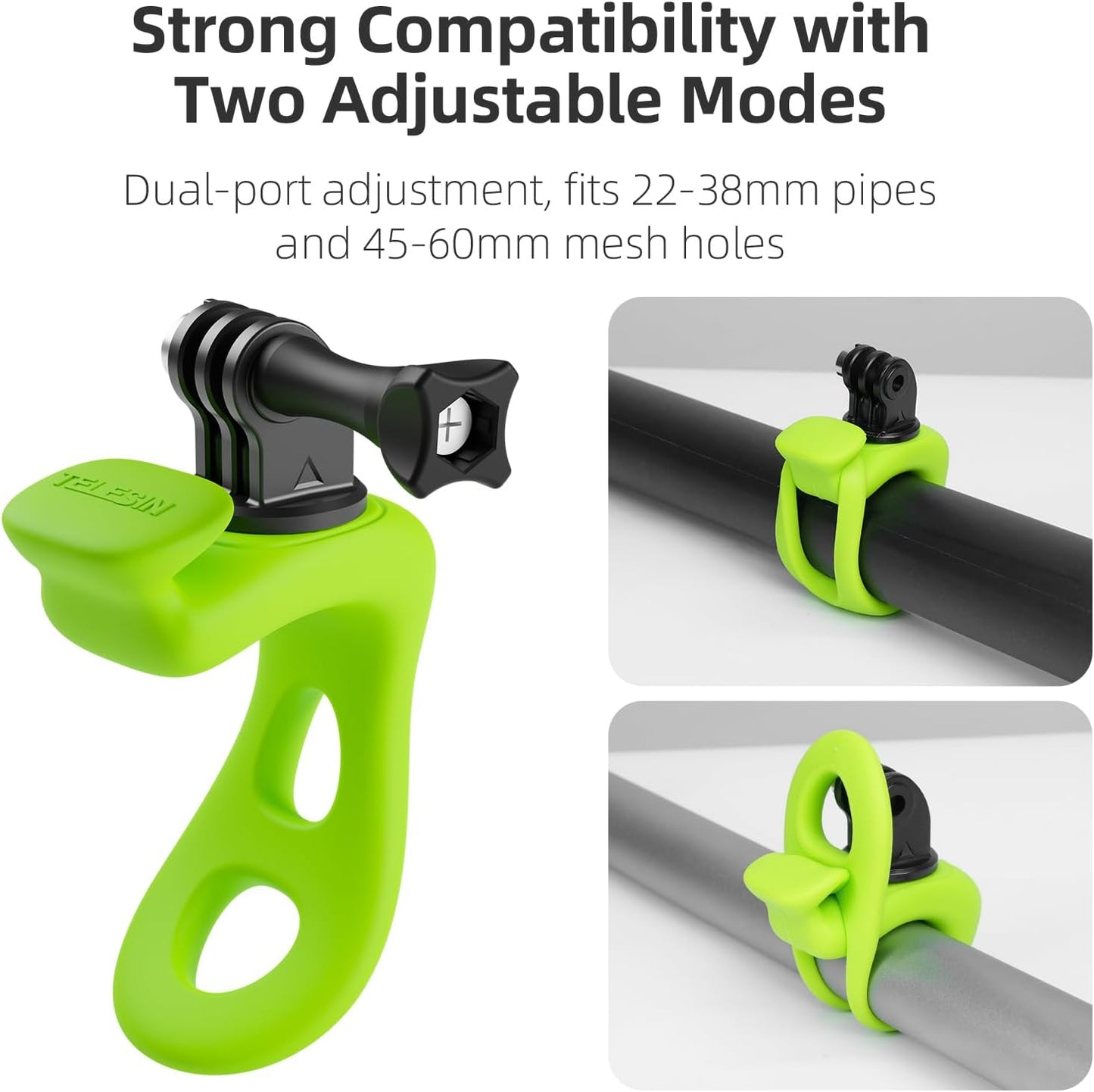 Camera Flexible Mount 360 Strap Mount Wrap Band for DJI Action 6 5 Pro 4/3 Go Pro Mission 1 PRO Hero13/12 Akaso/Insta360 Bike Motorcycle Handlebar Roll Bar Tube Clip Holder Attach Accessories