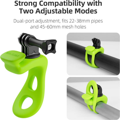 Camera Flexible Mount 360 Strap Mount Wrap Band for DJI Action 6 5 Pro 4/3 Go Pro Mission 1 PRO Hero13/12 Akaso/Insta360 Bike Motorcycle Handlebar Roll Bar Tube Clip Holder Attach Accessories