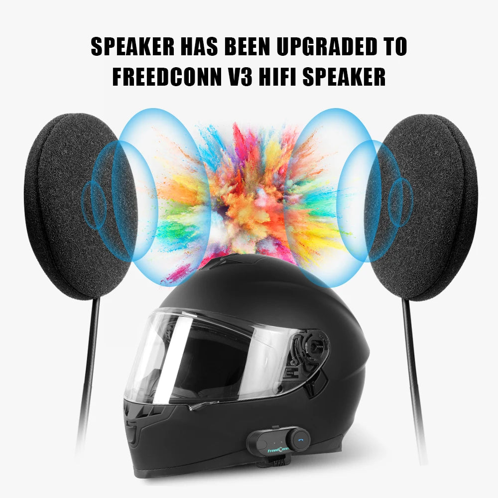 Bluetooth Motorcycle Intercom Helmet Headset Headphone FM Music Sharing Helmet Communicator Speaker