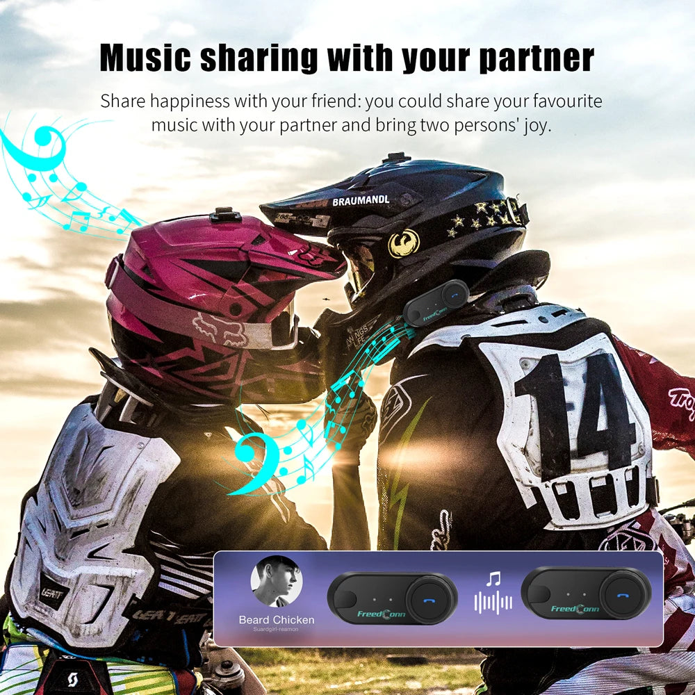Bluetooth Motorcycle Intercom Helmet Headset Headphone FM Music Sharing Helmet Communicator Speaker