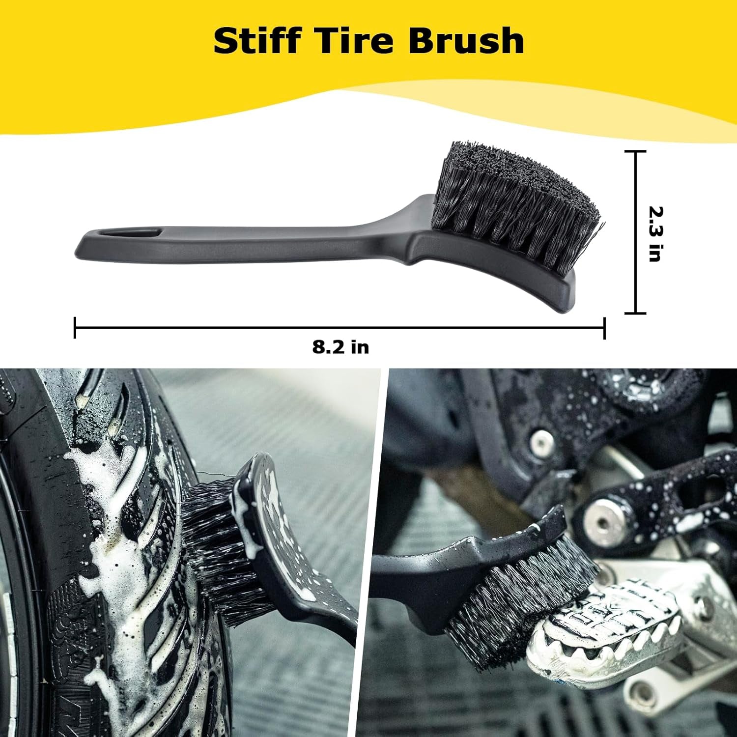 Motorcycle Cleaning Kit 6 Pack with Easy Reach Brush,Tire Brush,Wool Wash Mitt,Chain Brush,Detailing Brush and Microfiber Towel for Cleaning Motorcycle Mudguard,Rims,Exhaust,Frame