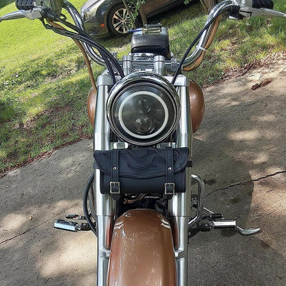 Motorcycle Tool Bag Leather Motorcycle Handlebar Bag Universal Motorcycle Fork Bag Saddlebags Sissy Bar Storage Tool Bag for Motorcycle