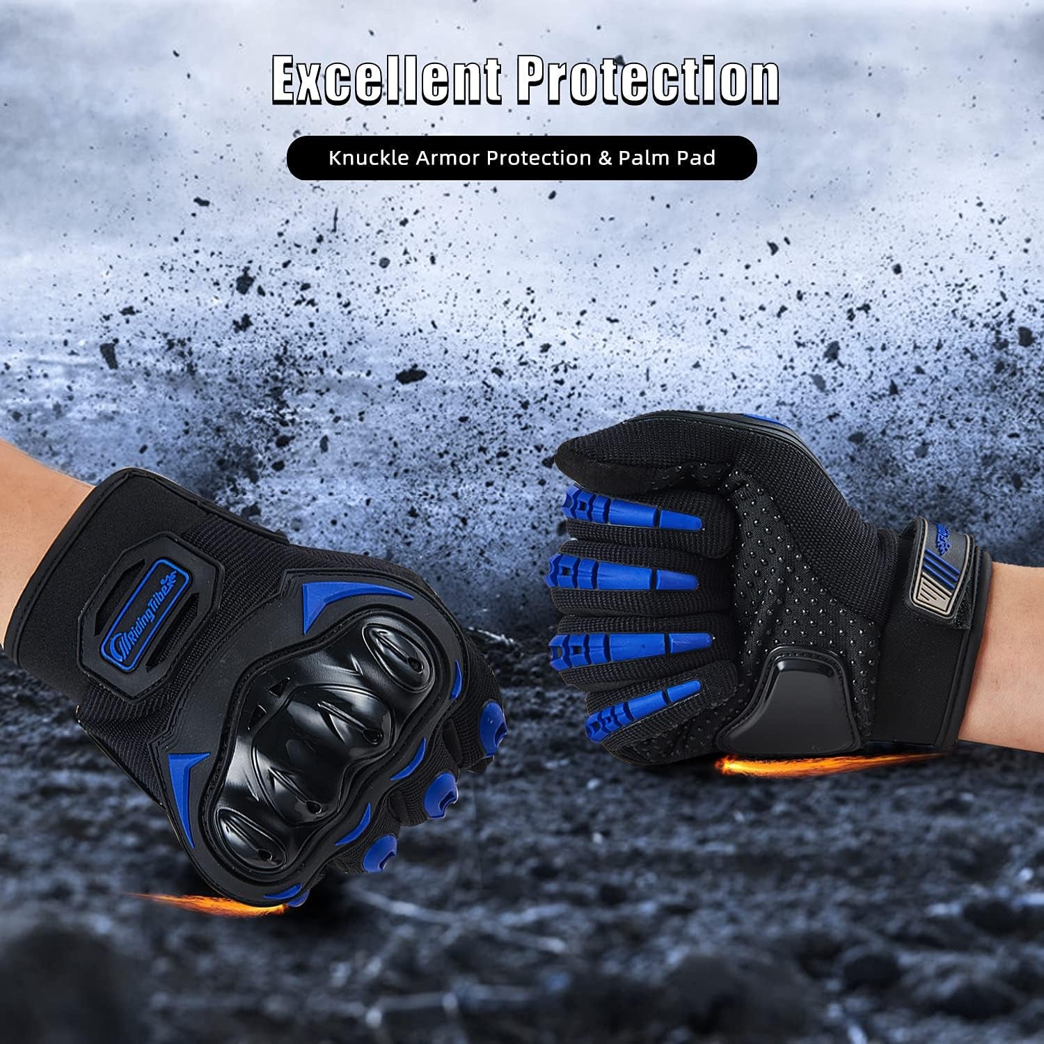 Motorcycle Gloves for Men and Women Touchscreen Guantes Para Motocicleta Hombre for Powersports BMX ATV MTB Motocross Scooter Dirt Bike Riding Gloves Motorcycle Mens Helmets Accessories(L, Blue)