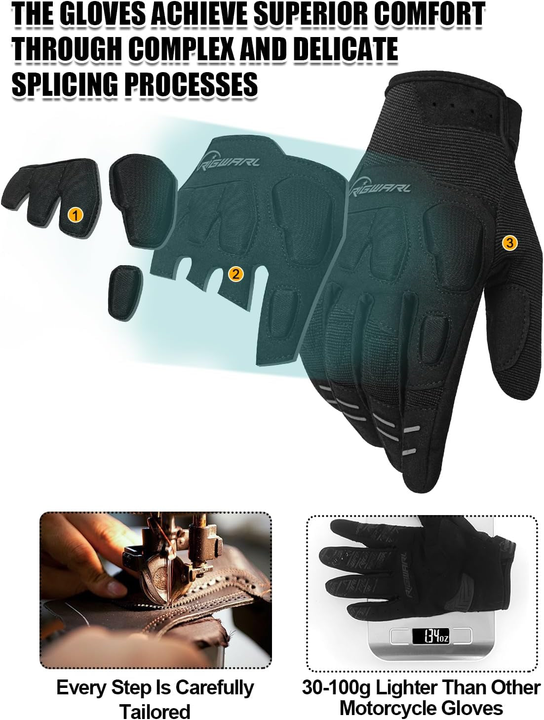 Comfortable Mountain Bike Motorcycle Gloves Women and Men with Touchscreen Fingers for Riding ATV MTB Drit Bike…