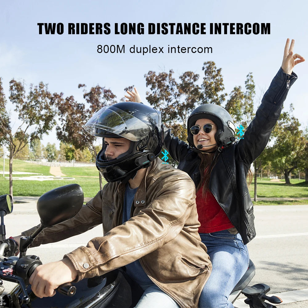 Bluetooth Motorcycle Intercom Helmet Headset Headphone FM Music Sharing Helmet Communicator Speaker