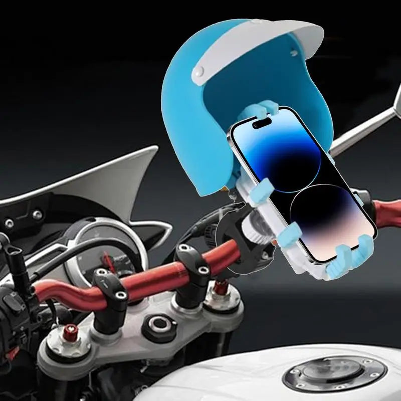 Motorcycle Phone Holder anti Vibration Mobile Phone Clamp with Tiny Hard Hat Rotating Motor Support Cellphone Handlebar Mount