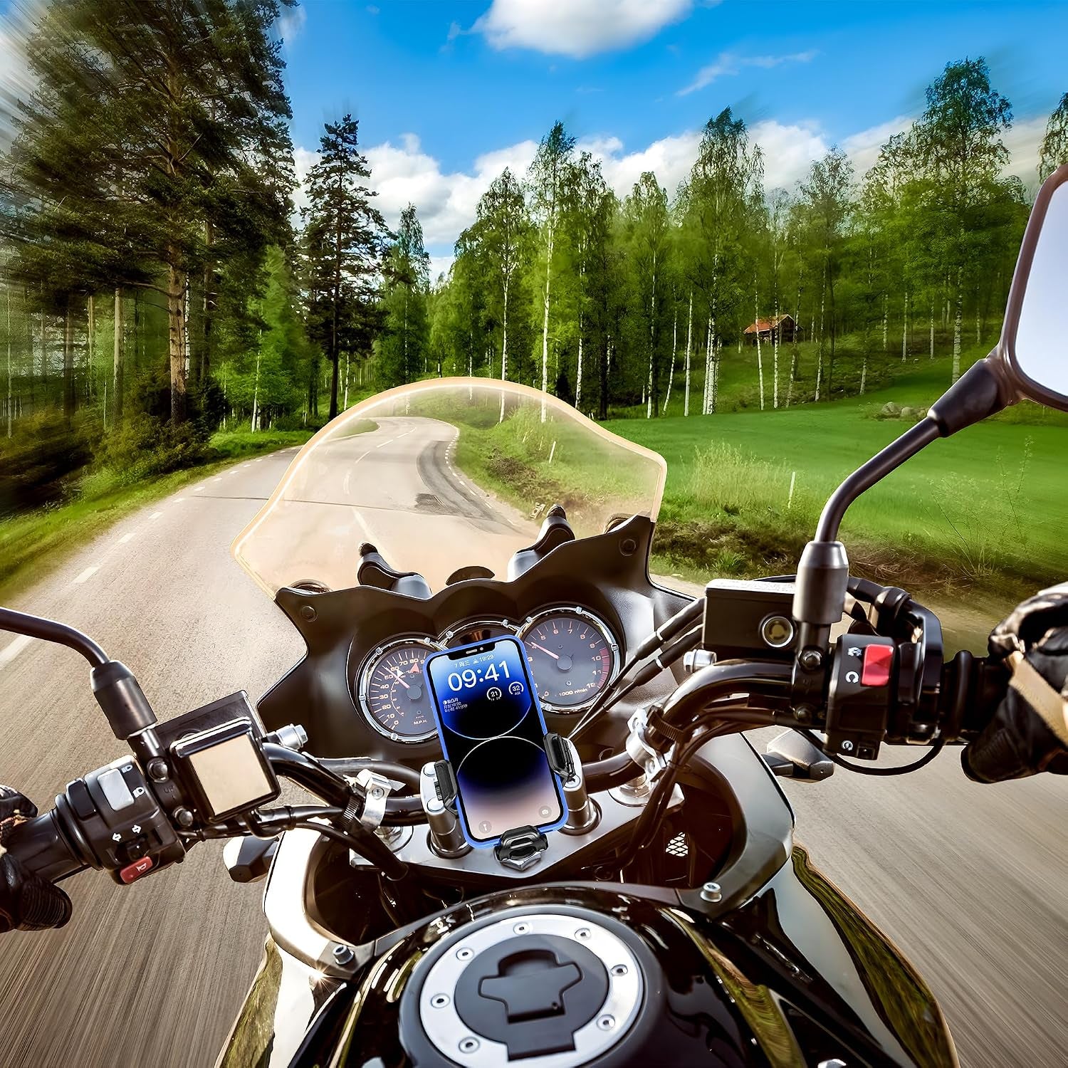 Anti-Vibration Motorcycle Phone Mount, 1" Ball Phone Mount Suitable for 5.2"-7.2" up to 15Mm Thick Phones, Fits for RAM B Size/Imesotu/Other 1" Double Socker Arms