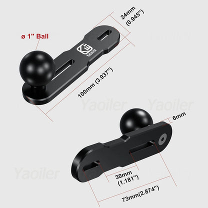 Ball Head Adapter Aluminum Alloy Mount Base W/ 1'' TPU Ball for Motorcycle Brake/Clutch Reservoir Cover for Camera Phones