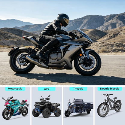 Motorcycle Phone Charger, 3 in 1 Motorcycle USB Charger Fast Charging Port with USB-C & USB-A,12–24V Waterproof LED Voltmeter, Motorcycle Accessories Adapter for GPS Motorbike ATV
