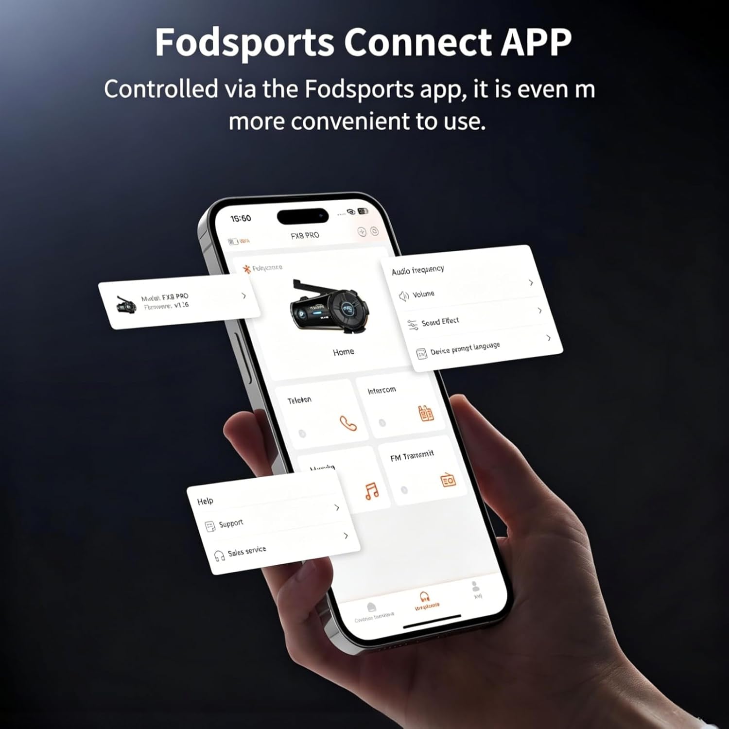 FX8 PRO Motorcycle Bluetooth Intercom, 10-Rider Group Helmet Communication System, Music Sharing, Universal Wireless Interphone（App/Waterproof/Stereo Music/Gps/2 Mics） (Single Pack)